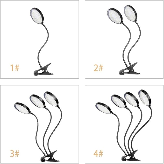 156 LEDs Full Spectrum Adjustable ClipOn Plant Growing Lamp – 5 Dimmable Levels &amp Timer for Indoor Plants (3 Heads)