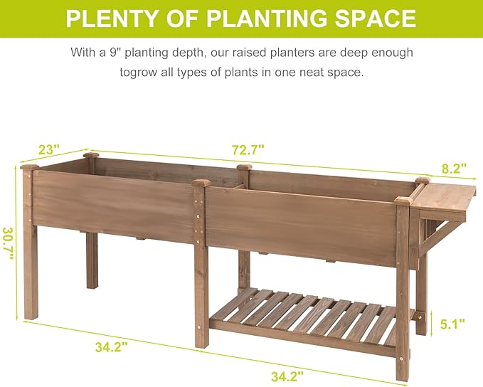 Raised Garden Bed with Legs Outdoor Elevated Garden Box with Legs Large Storage Shelf for Vegetable Flower Herb Easy to Assemble81x23x31 in