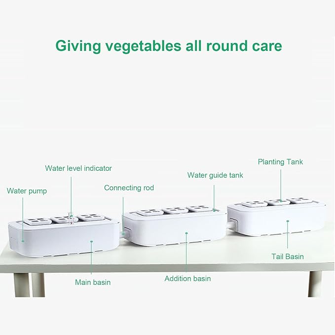 Self Watering Planter Automatic Hydroponics Growing System with Water Level Monitoring and Low Water Alert for Home Flower Vegetable Indoor Garden (US Plug)