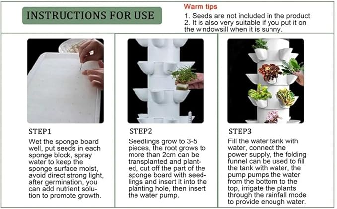 Hydroponics Tower Indoor Growing System Indoor Vertical Farming Garden Planter Plants Germination Kit and 6-Layers 30-Plants for Gardening Lover
