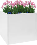 Heavy-Duty Galvanized Steel Raised Garden Bed 26x26x26in - Elevated Planter Box with Removable Panel for Tomatoes/Herbs/FlowersRust-Proof Outdoor Metal Garden Kit for PatioBackyardBalcony (White)