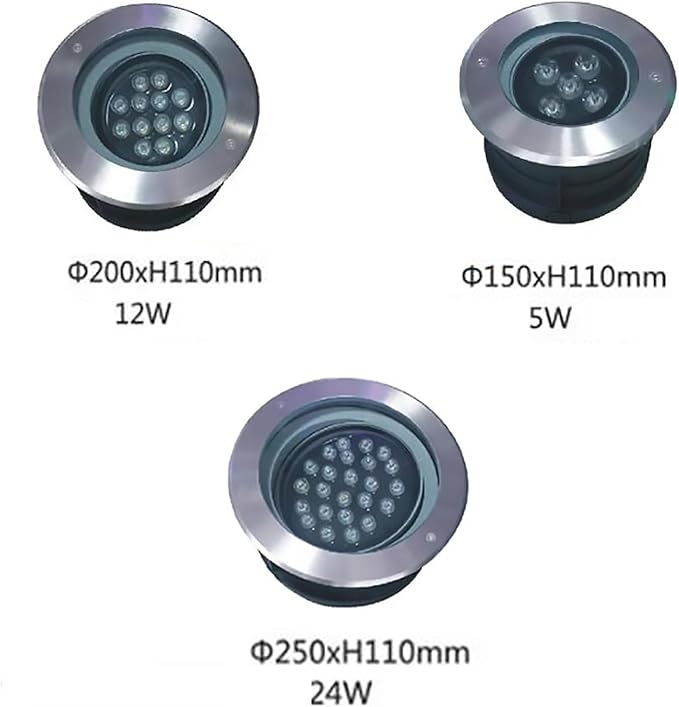 Outdoor Buried Lights - LED Underwater Tlight AC 24V Round 15° Angle Adjustment Pond Spotlight IP68 Waterproof Embedded Submersible Landscape Light Can Be Used Underwater for A Long Time(Yellow12