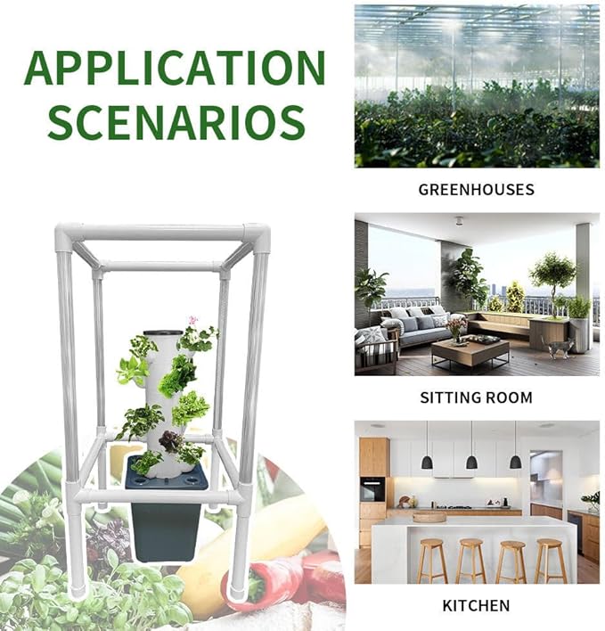 Hydroponics Growing System Pods Hydroponics Tower with Hydrating Pump Vertical Tower for Herbs and Vegetables Aeroponics Growing Kit with Time Control30holes