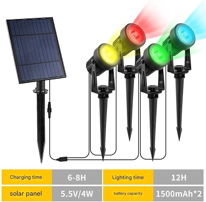 Solar Spot Lights Outdoor Solars Landscape Spotlights IP65 Waterproof 9.8ft CableAuto On/Off Outdoor Wall Lights for Garden Yard Driveway Porch Walkway Pool(White)