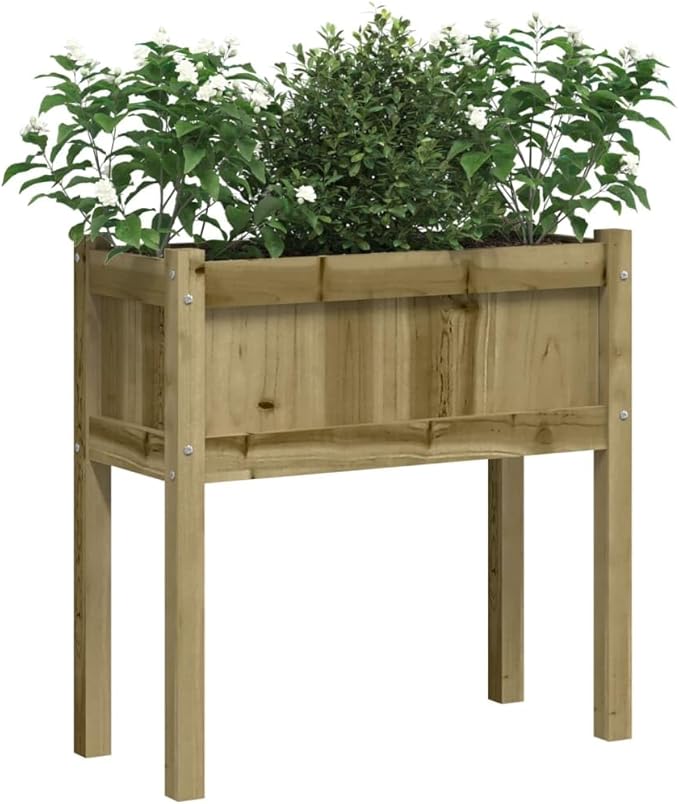Raised Garden Bed Set of 2 27.6 Cube Planter Box Treated Pinewood Outdoor Large Planter for Vegetables Flowers Herbs Patio Balcony Garden
