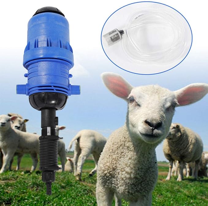 KANING Adjustable Automatic Fertilizer Injector Water Powered Chemical Liquid Doser Dispenser 20-2500 L/H Drip Irrigation Injector Dosing Pump for Industry Garden Hose Livestock (Blue)