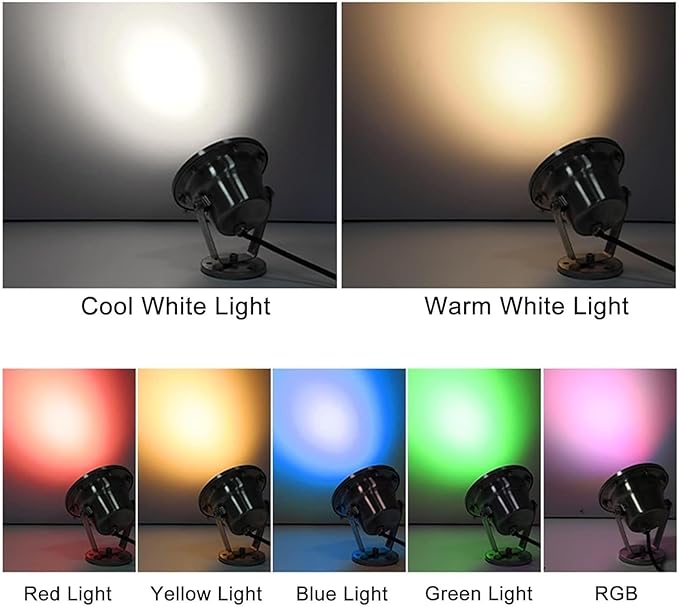 Underwater Light - 12V LED Beam Spotlight Underwater Pond Spotlight Low Voltage Fountain Lighting LED Waterproof IP68 Stainless Steel Underwater Light for Pool Fountain Pond(Green9W(12v))