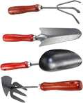 FRCOLOR Garden Tool Set 4pcs Mini Garden Shovel Trowel Hand Rake Narrow Spade with Extended Handle for Planting and Digging in Backyard and Flower Pots
