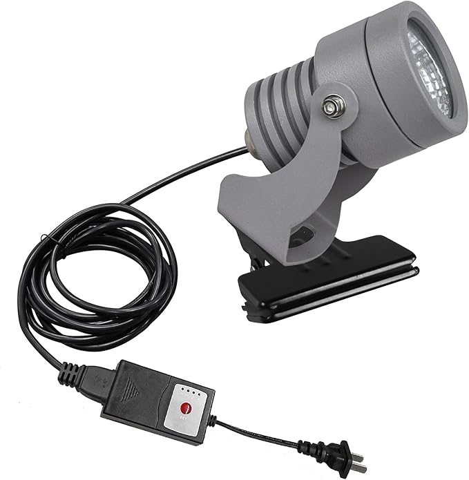 Kiven IP65 Waterproof LED Landscape Clamp Light Mini Decorative Spotlight Lamp with Plug-in Cord and Timer for Indoor Outdoor Yard Step Statue LED Lawn Light (3W Warm White)
