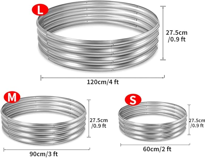 3 ft Galvanized Steel Raised Garden Bed Large Outdoor Metal Planter Box Big Flower Plant pots for Patio Backyard Porch Deck Planting Flowers Vegetables and Herbs (Silver 3 ft)