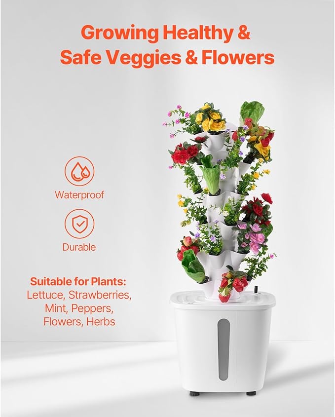 30-Pod Hydroponic Growing System - Vertical 6-Tier Indoor Garden with Water Pump &amp Timer - Efficient Hydroponic Tower for Germinating Herbs Fruits &amp Vegetables at Home