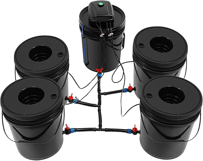 Hydroponics Growing System Kit 5.28 Gallon Round Bucket Indoor Hydroponics Growing System 5pcs Planting Buckets Hydroponic Grow System Kit w/Air Pump for Growing Vegetables Fruits Flowers