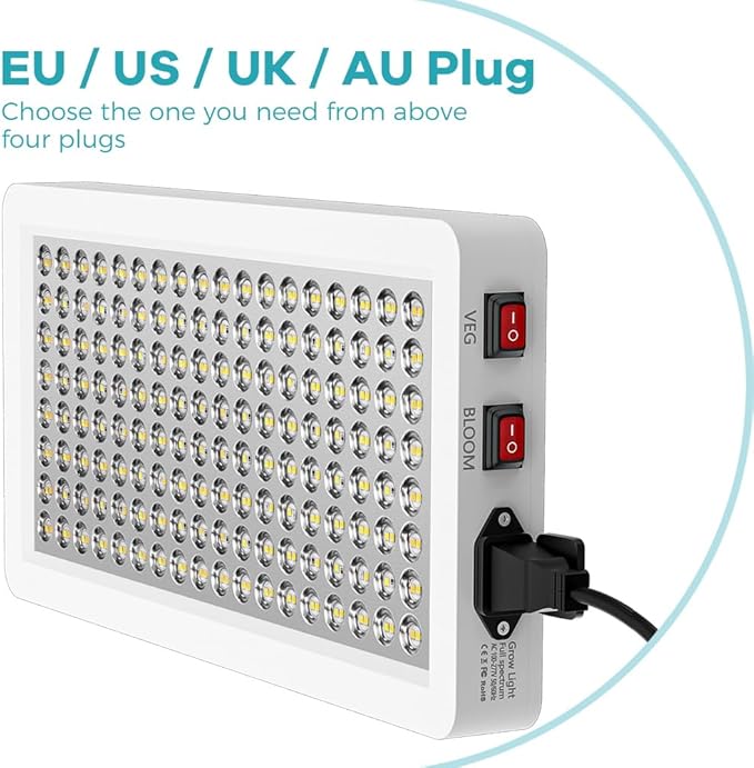 500W LED Grow Light Red Blue Full Spectrum Plant Lamps 288Led Fill Lights Veg/Bloom Modes Dimmable Daylight Greenhouse Hydroponics 100-277V Indoor UV IR Flowers Cultivation Lighting with Hook US Plug