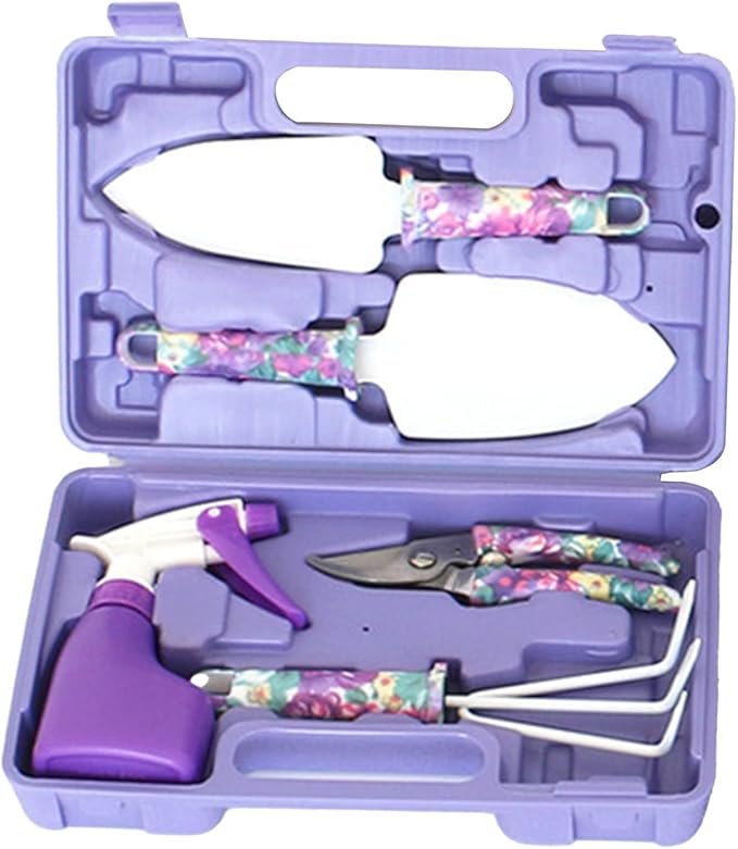 Garden Tools Set Metal Plastic Comfortable Hand Feel Gardening Kit Multifunctional Gardening Tool Set for Yard Care Children's Living Practice(Color 2)