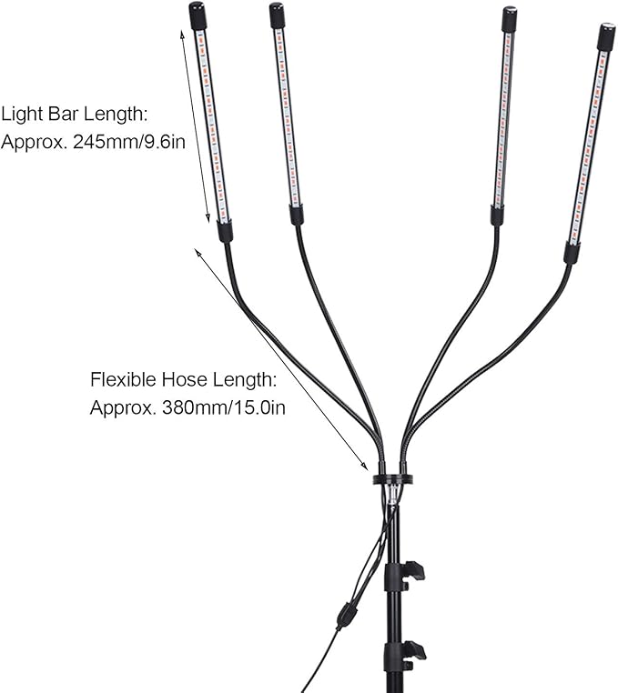 Plant Growth Lamp Full Spectrum Timing 40W with Adjustable Tripod Plant Light for Flowers Succulents Potted Plants Seedlings