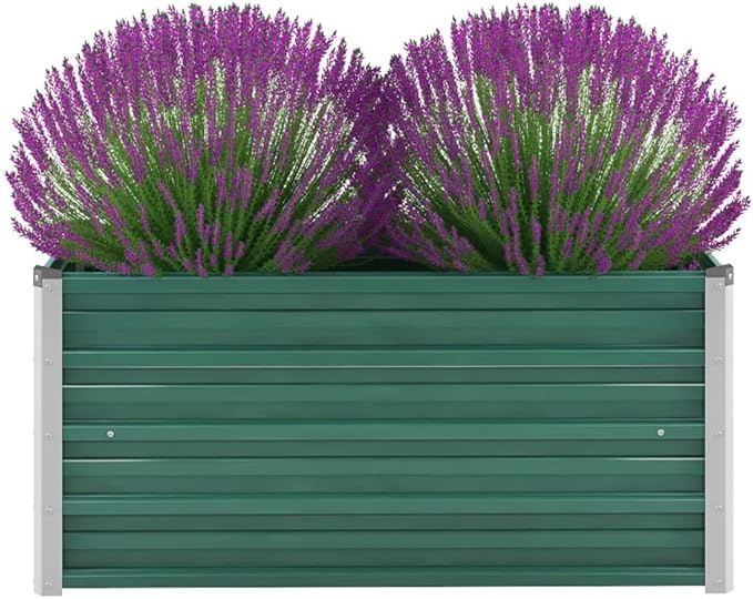 Galvanized Steel Raised Garden Bed Kit Outdoor Galvanized Planter Raised Garden Boxes Metal Raised Garden Beds for Vegetables 39.4x15.7x17.7 Green