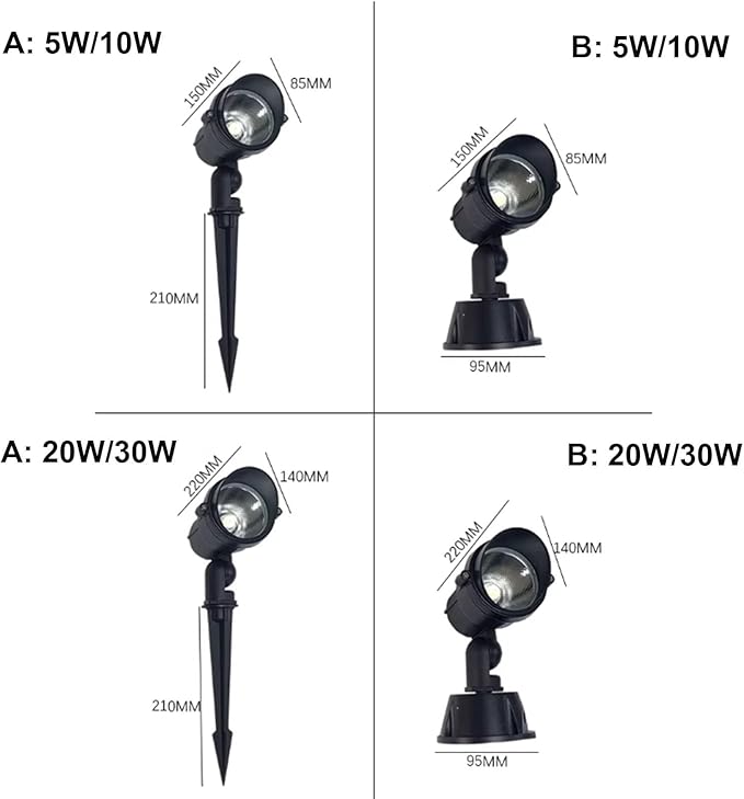 Outdoor LED Spotlight - IP65 Waterproof Lawn Projector Round Tree Floodlights 24V/220V COB Garden Courtyard Tree Lamps Landscape Villa Ground Light(B Warm White10W-AC220V)