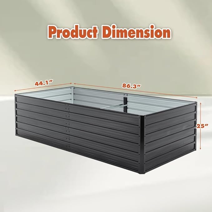 Heavy-Duty Galvanized Steel Raised Garden Bed for Outdoor Vegetables Flowers and Herb Planting – Rust-Resistant Metal Planter Box (8x4x2FT)