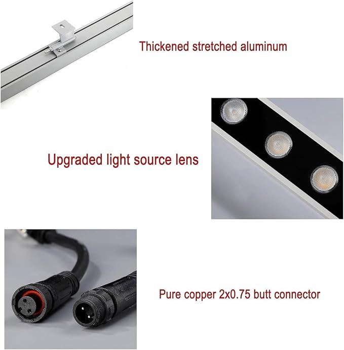 Outdoor Buried Lights - Ground LED Landscape Lamp IP67 ?Waterproof Recessed Long Contour Spotlight DC 24V Low Voltage Wall Washer Light for Garden Deck YardYellow 18W