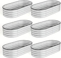 SHAREWIN Oval Galvanized Planter Raised Metal Garden Bed Kit for Gardening Outdoor8x4x1ft Planter Grow Garden Box Raised Flower Bed(6 PCS)