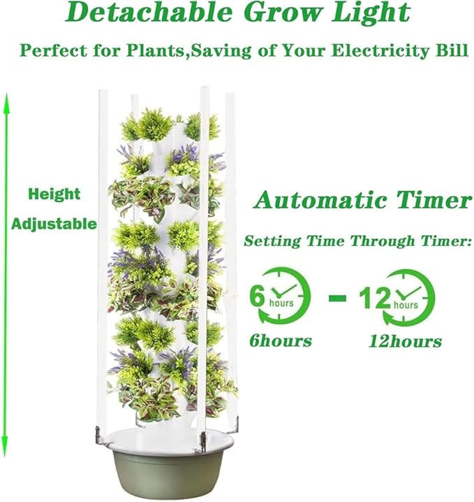 Hydroponic Tower System Kit – Indoor Vertical Germination Kit for Herbs Vegetables &amp Fruits(Size:7 Layer)