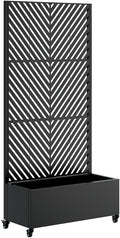 Heavy-Duty Metal Planter Box with Built-in Trellis for Climbing Plants Vegetables and Vines – Rust-Resistant Raised Garden Bed with Drainage and Mobility Features (Black-4)