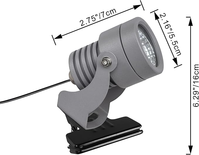 Kiven IP65 Waterproof LED Landscape Clamp Light Mini Decorative Spotlight Lamp with Plug-in Cord and Timer for Indoor Outdoor Yard Step Statue LED Lawn Light (3W Cool White)