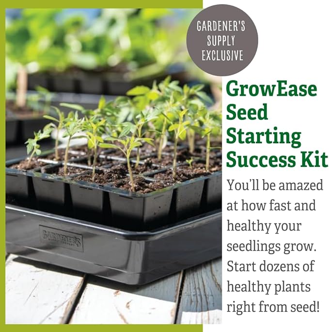 Gardener's Supply Company GrowEase Self Watering Seed Starting Kit | 24- Cell Holds 3 Quarts of Soil | Capillary Mat Cover and Water Reservoir Included 100% Recycled Plastic
