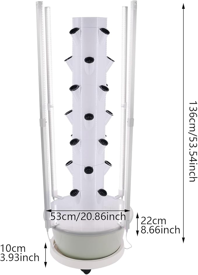 7-Layer 28-Site Hydroponic Growing System with LED Grow Light &amp Water Pump Indoor Herb Garden Kit for Home Kitchen Countertop Office Light Green Base (Light Green)