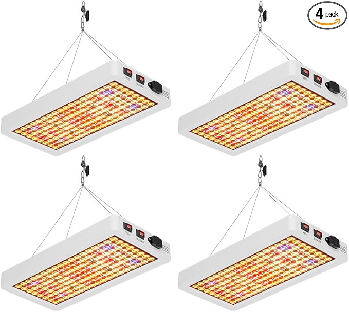 4 Pack 2000W Sunlight Full Spectrum Plant Lights UV/IR Dimmable Perfect for Seed Starting Indoor Plants/Greenhouses with Veg/Bloom Modes AV 100-277V US Plug Ideal for Hydroponic Setups to Boost Growth