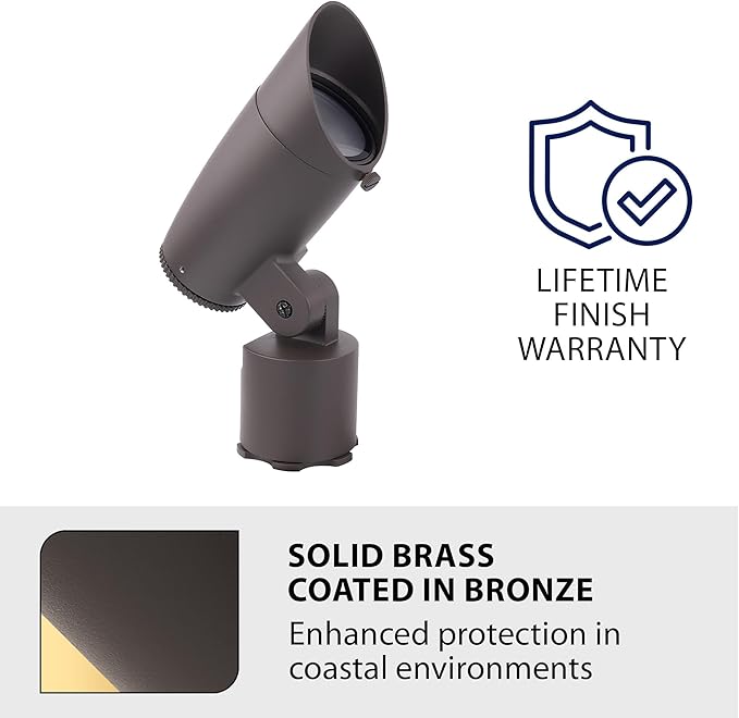 WAC Lighting LED 12V Colorscaping Smart App Controllable Landscape Lighting with RGBWW Color Changing and Tunable White Accent 15W Spot Light with Adjustable Beam Angle in Solid Brass Coated in Bronze