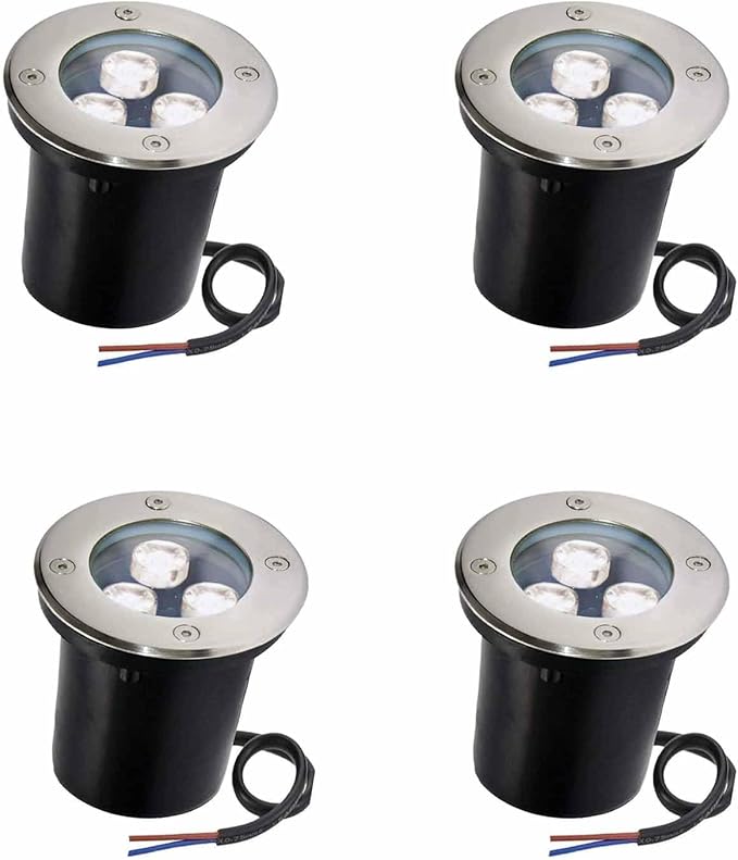 4PCS Led Landscape Lights - Outdoor Recessed Spotlight 3W IP67 Water Proof Outdoor LED Buried Light Recessed In Ground Pathway Lights Floor Lamp for Bridge Garden Landscape Lighting