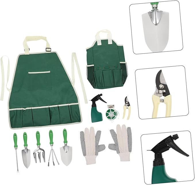 BESPORTBLE 11pcs Garden Tool Set Planting Tools Storage Bag Stainless Steel Plastic for Excavation Weeding