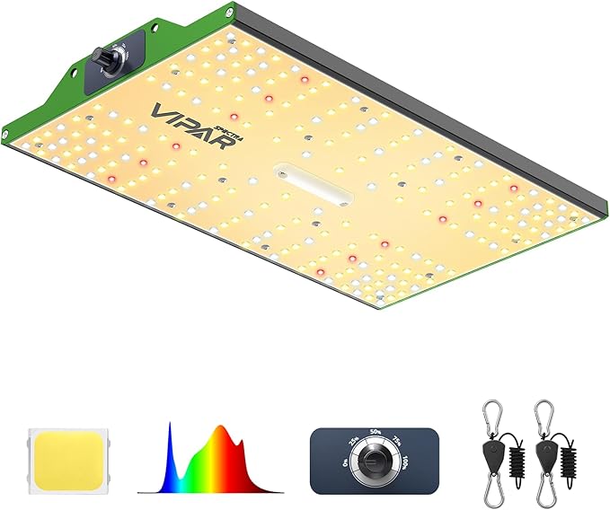 VIPARSPECTRA P700 Grow Light 70 Watt Dimmable Full Spectrum LED Grow Lights for Indoor Plants Seed Starting Plus 1/4 Adjustable Rope Hangers [4 Pack 12FT 150 lbs/Pack] Ratchet Tie Down Straps