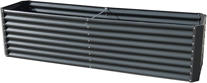 findmall 8x2x2Ft Raised Garden Bed Gray Volume 239 Gallons Electro Galvanized Steel Sheet Flower Box for Flowers and Greenery Gardening Planting Vegetable Cultivation