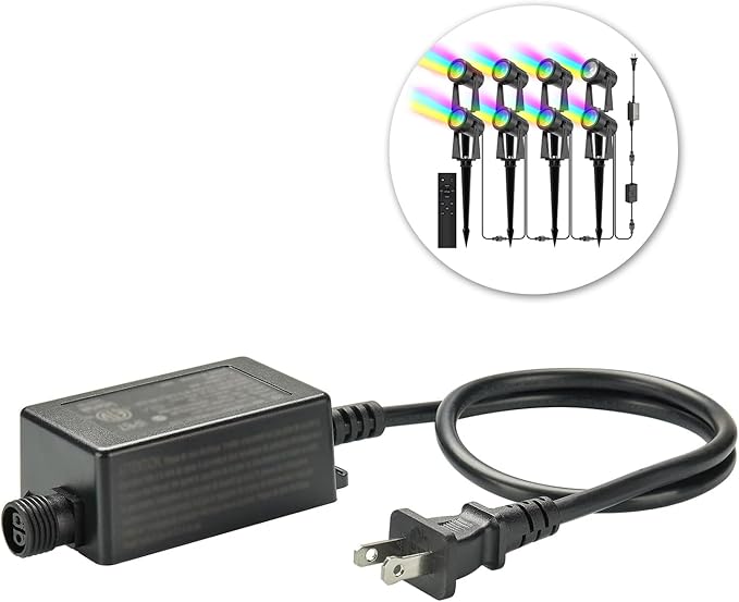 SUNTHIN IP65 Waterproof Power Adapter for Outdoor RGBW Low Voltage Landscape Spotlights (24V 1A)Maximum Number of lamp Heads Allowed to be Connected 10 Pack