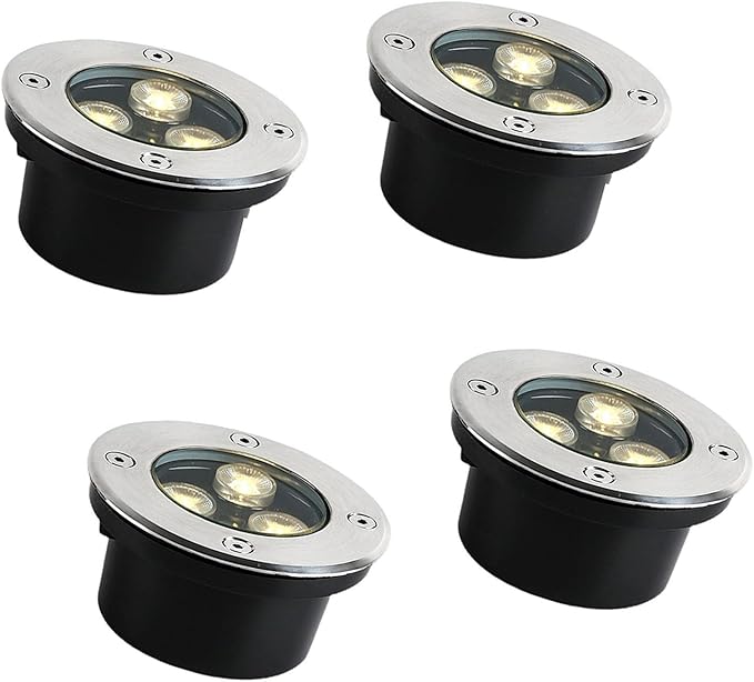 YANYO Ground LED Landscape Lights - Outdoor Buried Lights AC85-110V LED Spotlight IP65 Waterproof Walkable Outdoor Avenues Paths Garden Lighting Recessed Ground Light(Blanc12W) (White 4a5W)