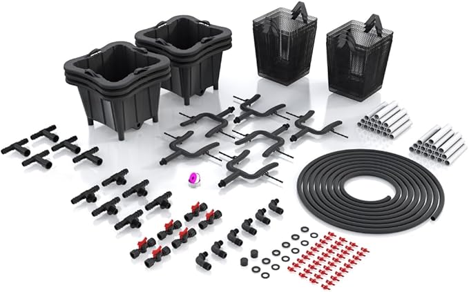 The Bucket Company 3 Gallon Grow System for Plants | 2-in-1 Top Feed Watering System Bucket Kit Works with Drain to Waste &amp Recirculating Gardening Applications (6 Buckets) (Black)