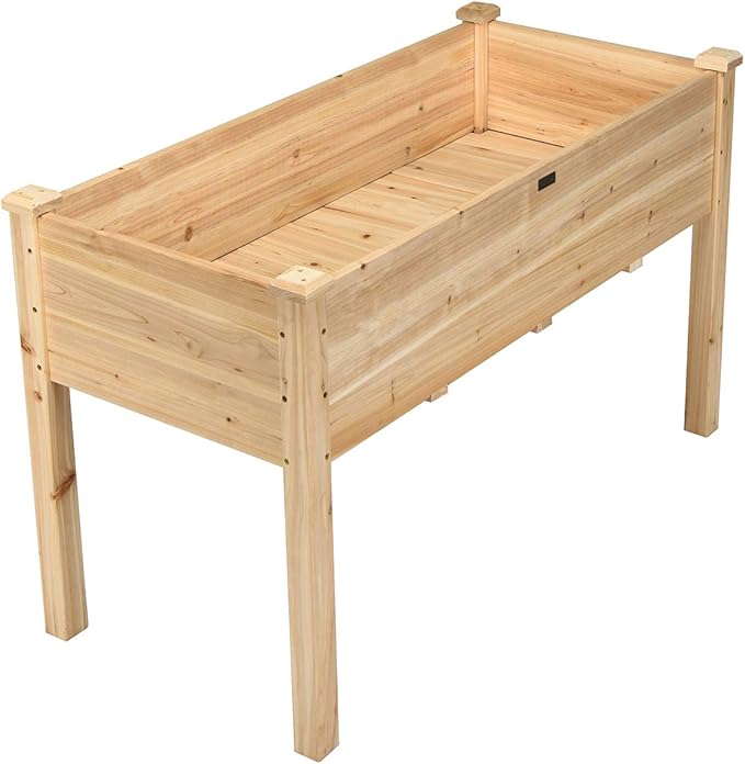 Giantex Raised Garden Bed Wood Planter Box with Legs Drain Holes Elevated Garden Bed for Vegetables Standing Garden Container Planter Raised Beds for Backyard Patio 49 Lx23 Wx30 H