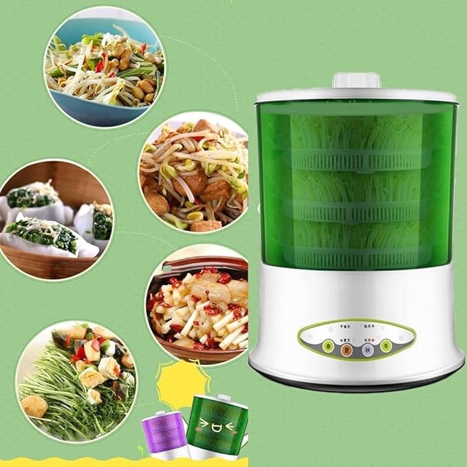 Bean Sprouts Machine Seed Sprouter Intelligent Bean Sprouts Maker Household Seed Grow Cereal Tool Seed Sprouter Kit with 360-Degree Sprinkler for Seed Grow (Size:E)