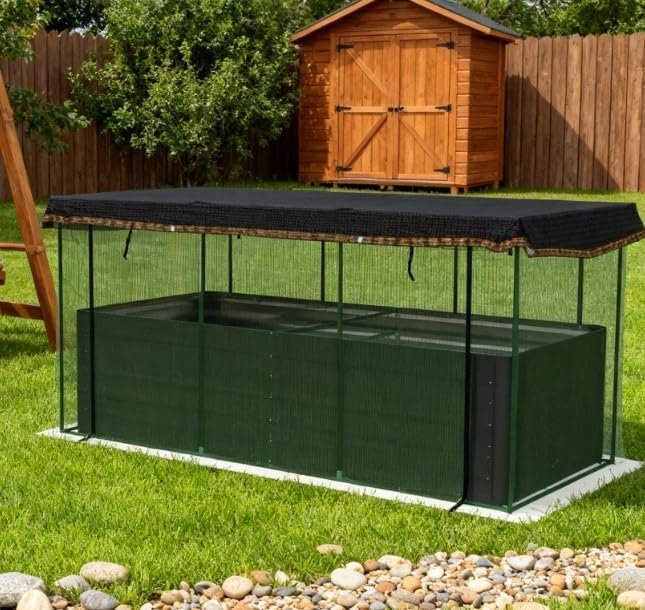 Raised Garden BedGalvanized Steel Planter Box with Crop Cage and Shade Cloth ON687