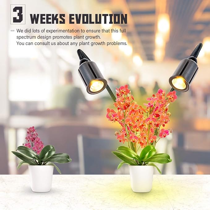 Grow Light for Indoor Plants 7500K Full Spectrum Plant Growing Lamp with Gooseneck Auto On Off Timing 3/6/12H 4-Level Dimmable 22.5 Inch Longer