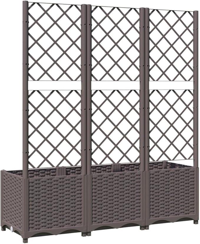 Garden Planter with Trellis Brown 47.2x15.7x53.5 Raised Planter Box Outdoor Flower Box for Patio Garden Vegetable Raised Garden Bed with Climbing Support for Outdoor Plants