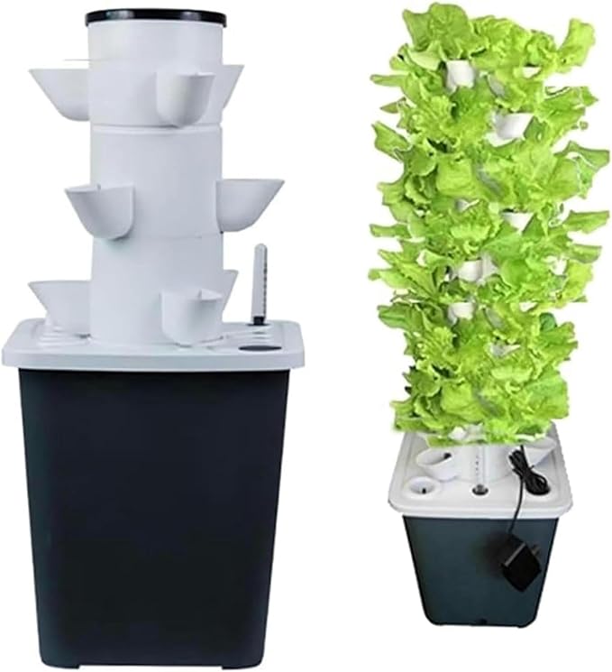 Garden Hydroponic Cultivation System 15/20/25/30 Capsules Hydroponic Tower Cultivation Kit Aquaponic Planting System with Moisturizing Pump Adapter Network Packages