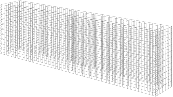 Large Gabion Raised Garden Bed Silver Galvanized Steel 141.7x19.7x39.4 inch Rectangular Planter for Outdoor Plants Durable Metal Construction