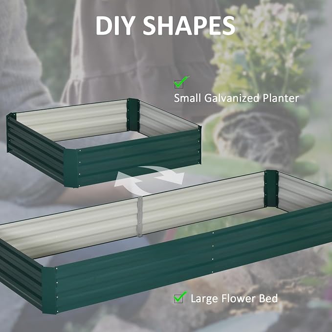 Galvanized Raised Garden Bed 8' x 3'Metal Planter Box for Vegetables Flowers and Herbs Green