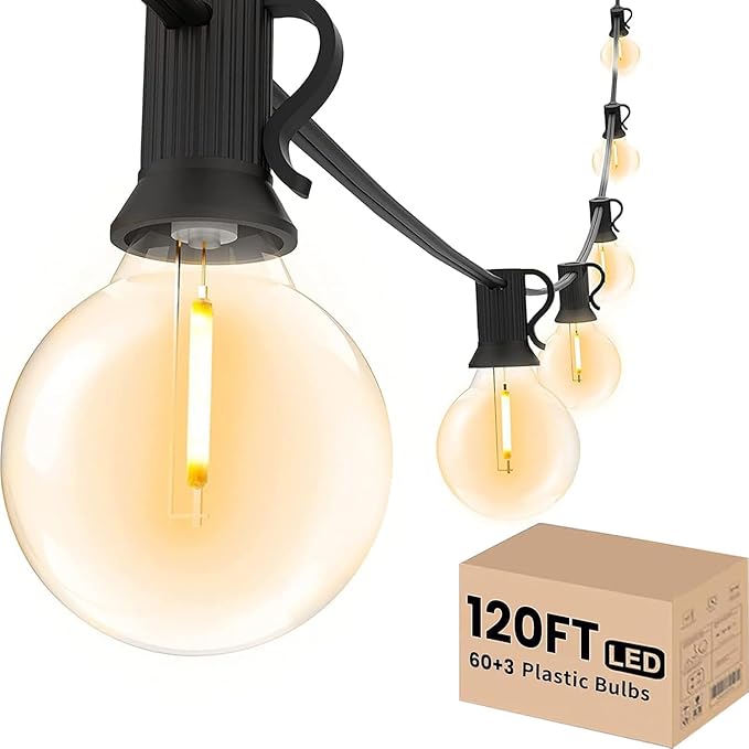 Svater Landscape Lighting Low Voltage 10 Pack Outdoor Spotlights with Transformer + Patio Light 120 FT with 63 Shatterproof LED Bulbs