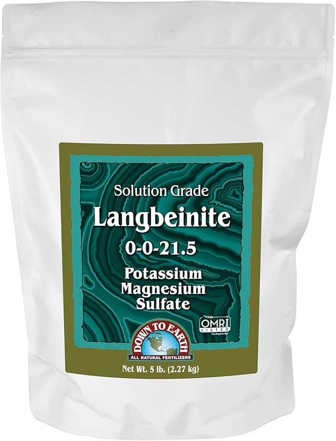 Down To Earth All Natural Fertilizers Organic Solution Grade Langbeinite - Professional Grade Potassium Magnesium Sulfate Powder 200 mesh for Liquid or Spray 0-0-21.5 5 lb