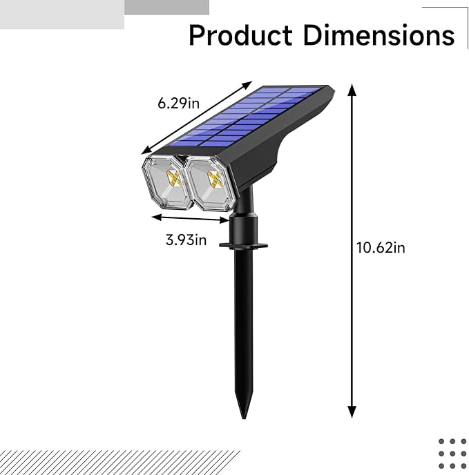 Solar Outdoor Spotlights 2-Pack Adjustable 90° Led Head Waterproof RGB &amp White Lighting Solar &amp USB Charging Great for Garden Pathway Patio