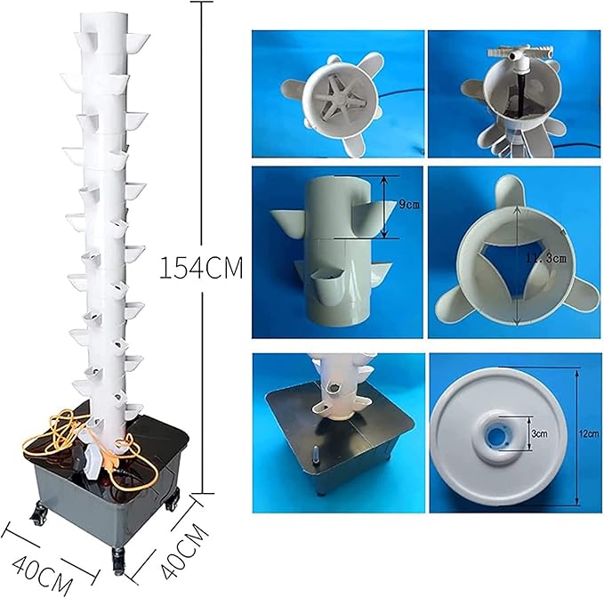 45 Holes Hydroponics Growing System Indoor Grow System Vertical Grow Tower Soilless Cultivation Growing System for Herbs Fruits and Vegetables